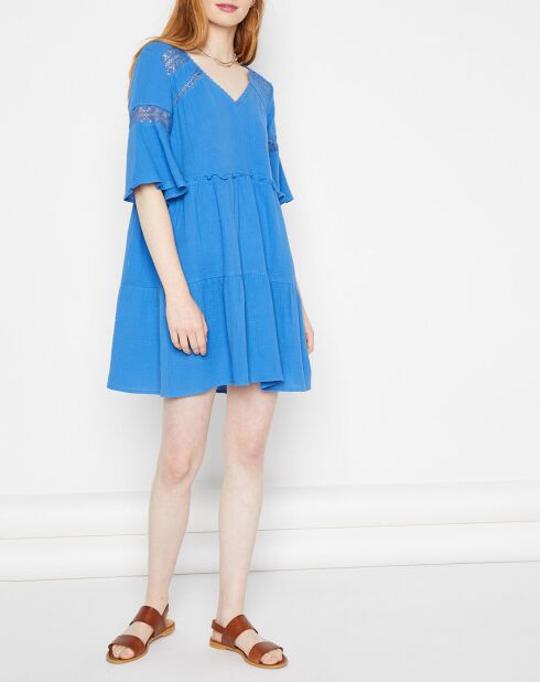 Robe gaufrée Manvela bleue