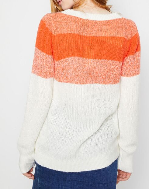 Pull en Laine & Mohair mélangés Morini écru/orange