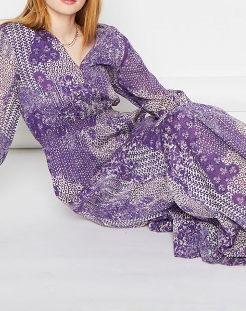 Robe longue Mylo patchwork violette