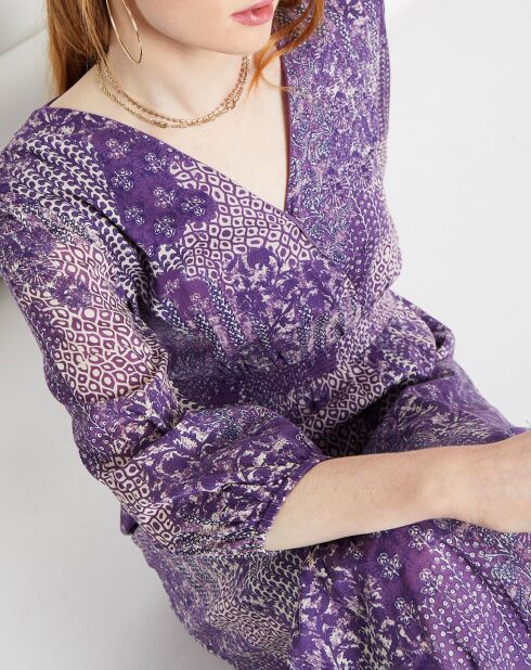 Robe longue Mylo patchwork violette