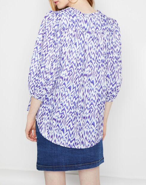 Indigo/wit bedrukt Nata-shirt