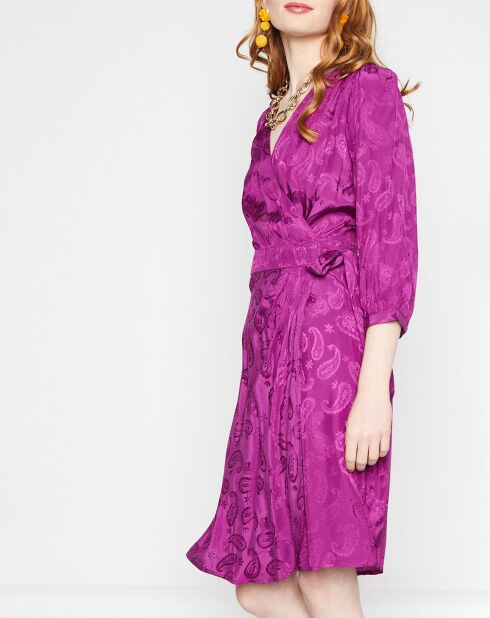 Robe Shima broderies ton sur ton violette