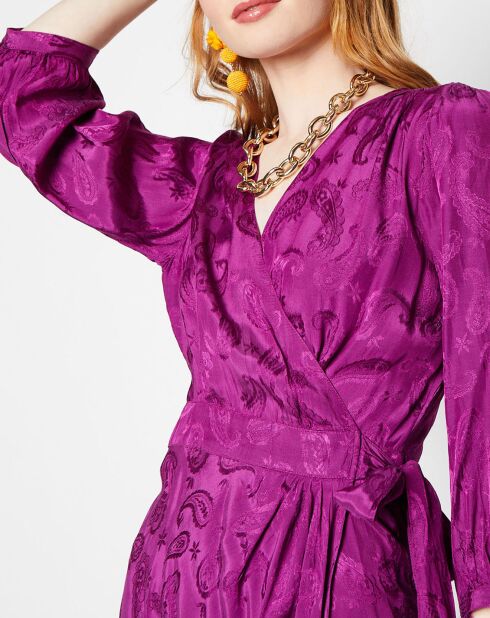 Robe Shima broderies ton sur ton violette