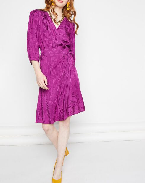 Robe Shima broderies ton sur ton violette