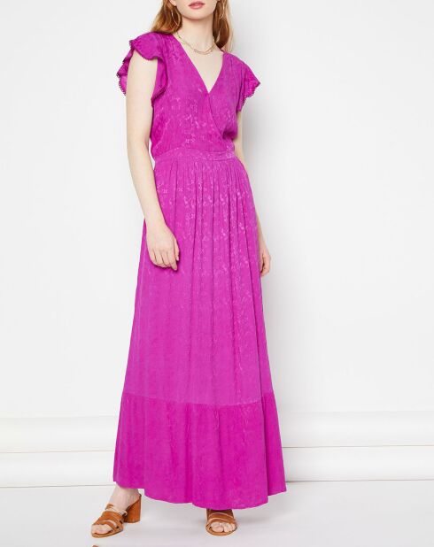 Robe longue Yvora broderies ton sur ton violette