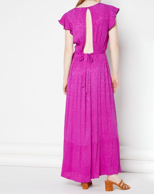 Robe longue Yvora broderies ton sur ton violette