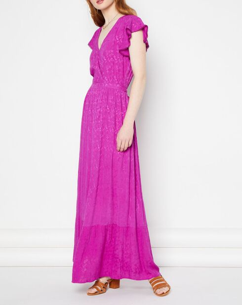 Robe longue Yvora broderies ton sur ton violette