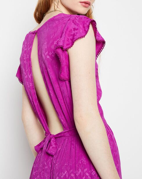 Robe longue Yvora broderies ton sur ton violette