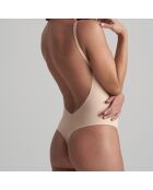 Beiger Tanga-Body mit tiefem Rückenausschnitt