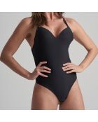 Zwarte string die diep in de rug steekt