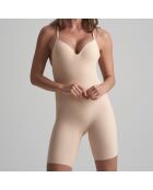 Tiefer, kurzer Body mit beigem Rücken