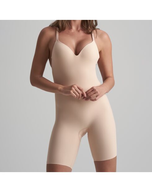 Tiefer, kurzer Body mit beigem Rücken