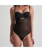 Zwarte bodysuit met open buste en kantcontrole
