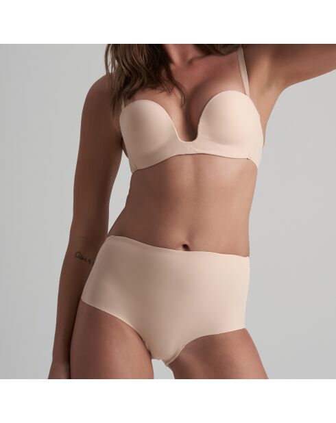 Pantaloncini a vita media con scollo posteriore beige