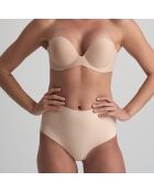 String met middelhoge taille die diep in de rug valt in beige