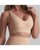 Sujetador beige sin costuras con cuello en V