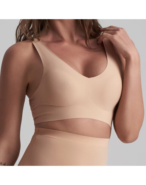 Beige bh met V-hals en naadloze pasvorm
