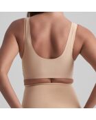 Sujetador beige sin costuras con cuello en V