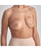 6 Feuilles Adhésives Remonte-Poitrine & 6 Cache-tétons en Silicone beiges