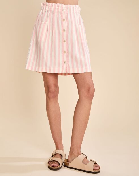 April rosa/weißer Rock aus Leinen und Baumwolle