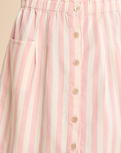 April rosa/weißer Rock aus Leinen und Baumwolle