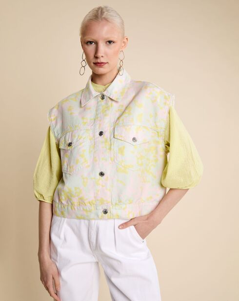 Veste sans manches oversize en Coton & Lin Paulette camouflage multicolore