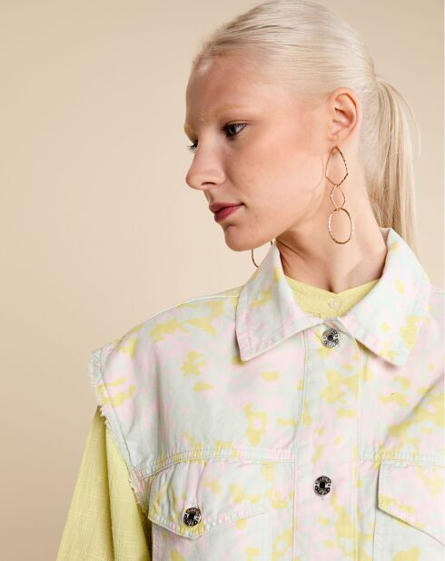 Giacca senza maniche oversize Paulette in cotone e lino camouflage multicolor
