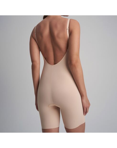 Figurbetonter Body in tiefem V-Beige