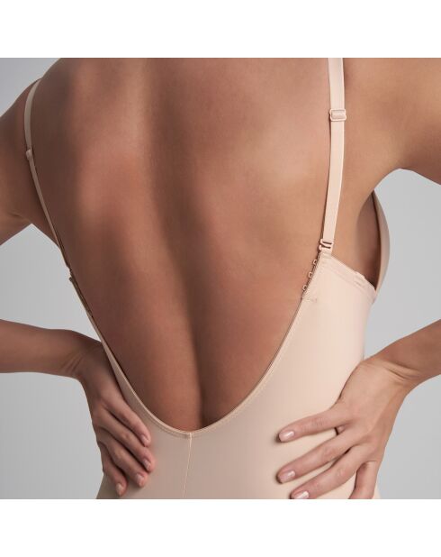 Figurbetonter Body in tiefem V-Beige