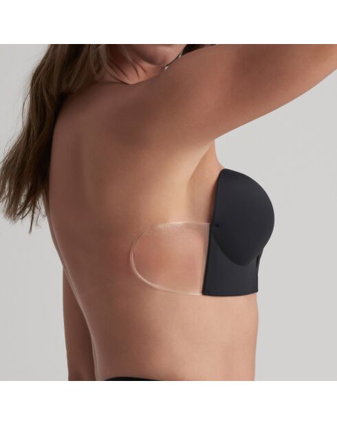Zwarte naadloze zelfklevende bh met U-hals