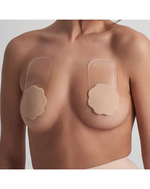 1 par de cubrepezones de silicona de color beige