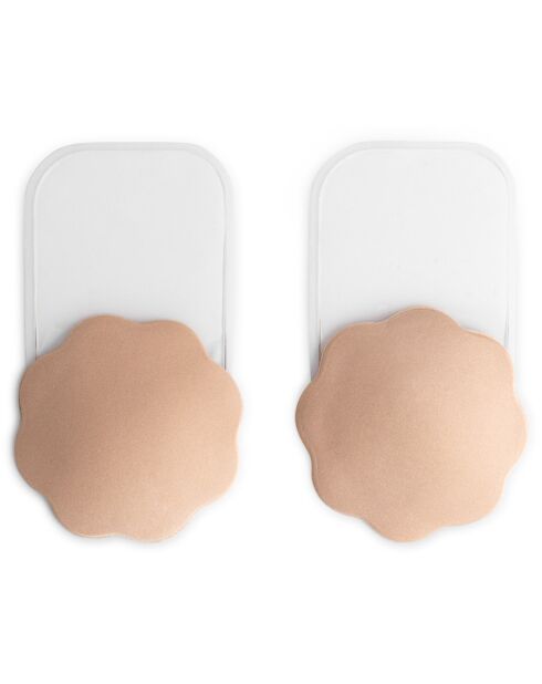 1 par de cubrepezones de silicona de color beige