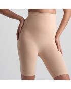 Pantaloncini beige a vita alta morbidi al tatto