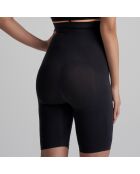 Zacht aanvoelende zwarte korte broek met hoge taille