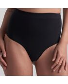 Zwarte, zacht aanvoelende string met hoge taille en hoge taille