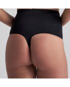 Zwarte, zacht aanvoelende string met hoge taille en hoge taille