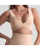 Zacht aanvoelende beige omkeerbare bh