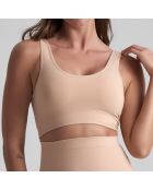 Zacht aanvoelende beige omkeerbare bh
