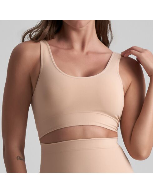 Zacht aanvoelende beige omkeerbare bh
