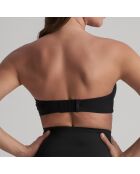 Schwarzer trägerloser BH mit tiefem Ausschnitt