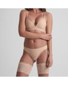 Bandas de tela con estampado de encaje para muslos de color beige