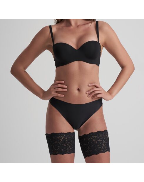 Bandas de tela con estampado de encaje para muslos negros