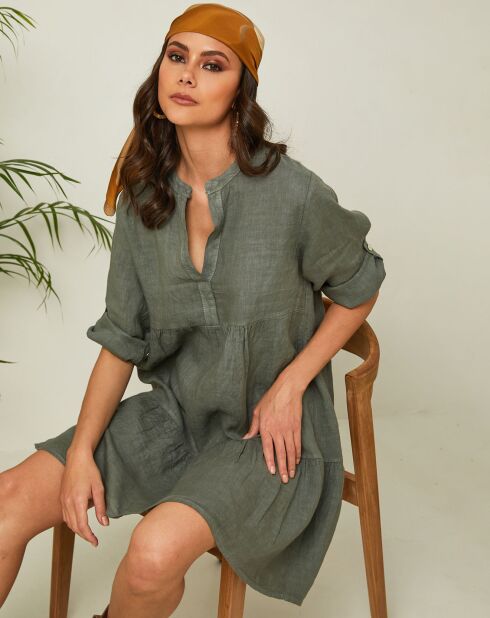 Robe 100% Lin Clorana kaki