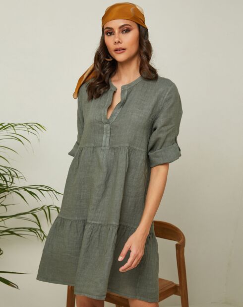 Robe 100% Lin Clorana kaki