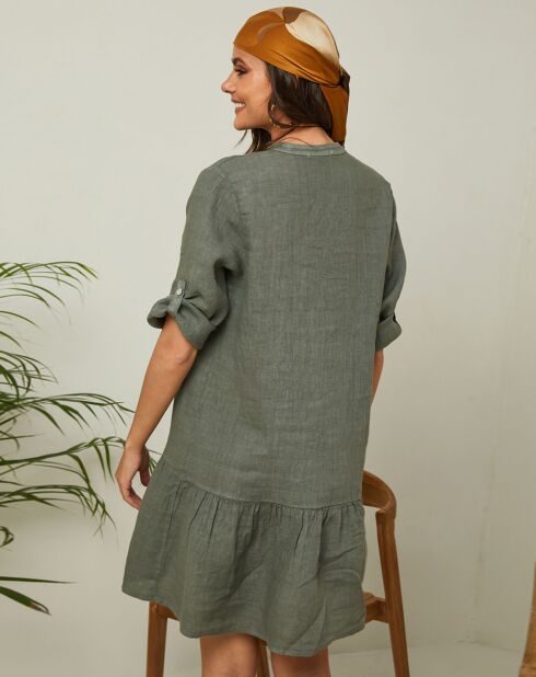 Robe 100% Lin Clorana kaki