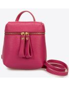 Fuchsiafarbener Lederrucksack - 17x8x17 cm