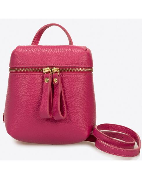 Fuchsiafarbener Lederrucksack - 17x8x17 cm