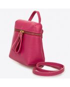 Fuchsiafarbener Lederrucksack - 17x8x17 cm