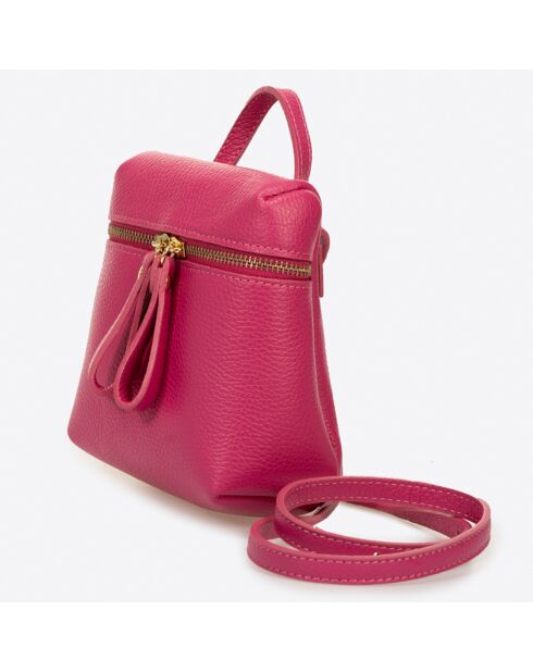 Fuchsiafarbener Lederrucksack - 17x8x17 cm