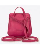 Fuchsiafarbener Lederrucksack - 17x8x17 cm